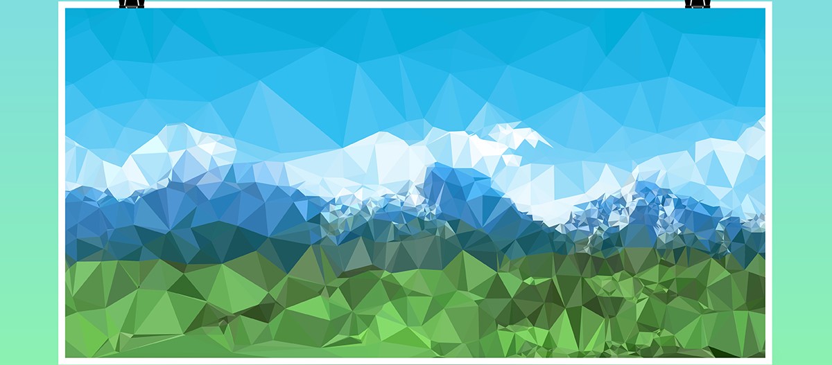 Mountain landscape background with low poly design